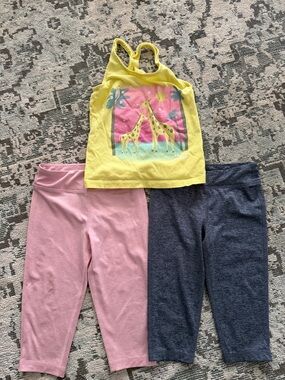 Carter's Yellow Giraffe Tank with Pink and Gray Capri Pajama Set